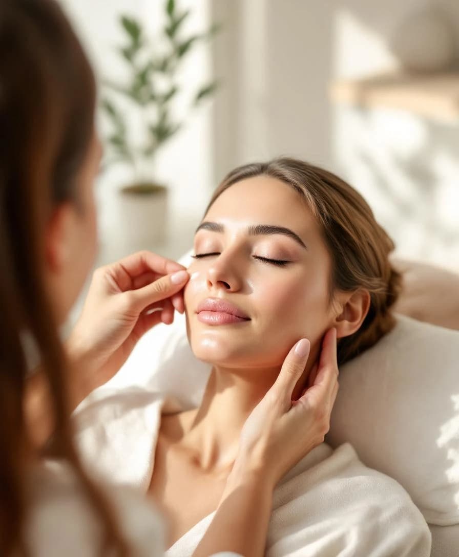Sesión de tratamiento facial en SKORA Clinic